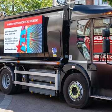 truck webshot Fiveways’ new-and-improved Mobile Outdoor Digital Screens (MODS) hit London streets with iPhone 16 giveaway